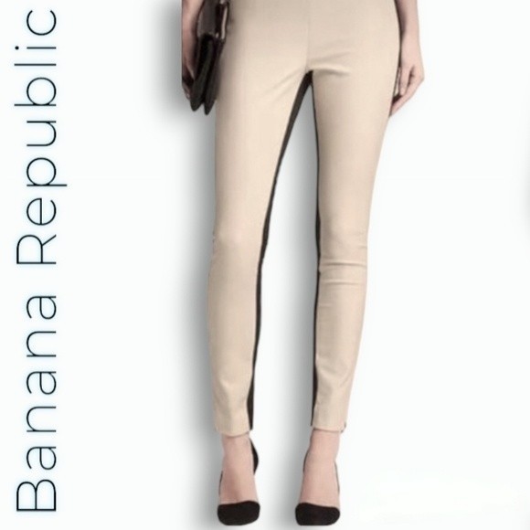 Banana Republic Sloan Fit Y2K Straight Leg Pants Khaki Front & Black Back, sz 4 - Picture 5 of 12